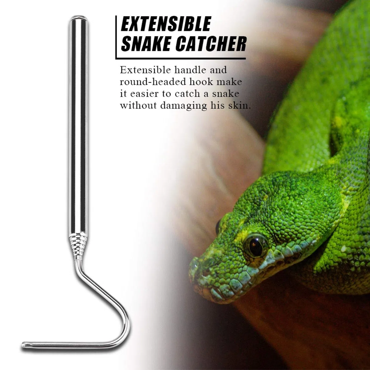 VBESTLIFE Gancho De Serpiente Extensible Portátil Herramienta De Manejo De Serpientes Gancho De Serpiente para Mascota Juguete De Serpiente Mango Antideslizante