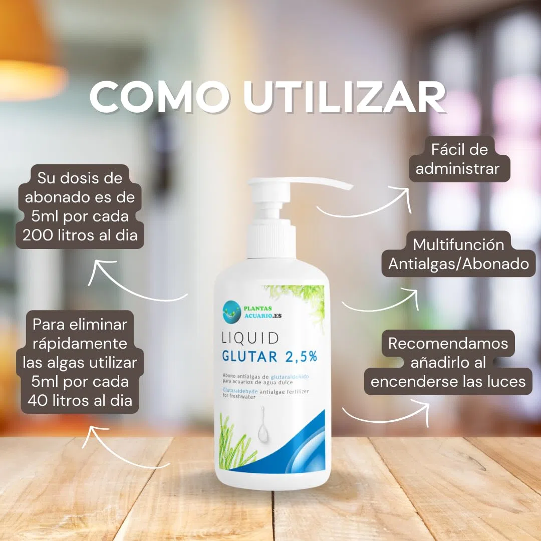 Abono Glutaraldehído para acuarios plantados 1 Litro, Suplemento de Carbono orgánico para Plantas acuáticas