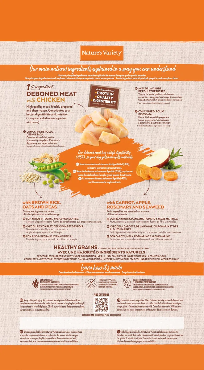 Nature's Variety Healthy Grains - Pienso para Perros Mini Junior con Pollo deshuesado - 3kg