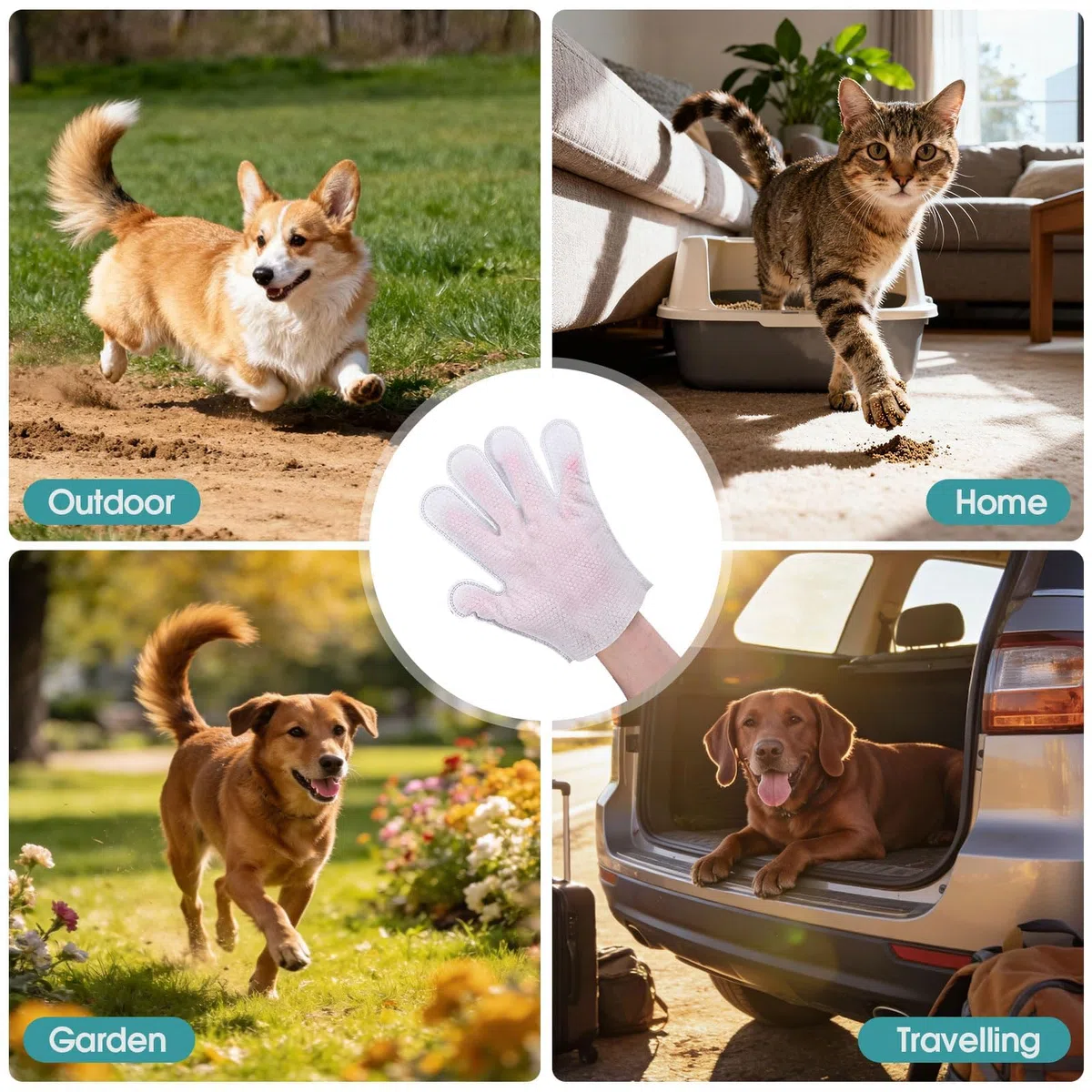 20 Piezas Guantes Lavar Perro Limpieza Hipoalergénicas Pet Wipes Cuidado Mascota para la y el Diario De Perros Gatos