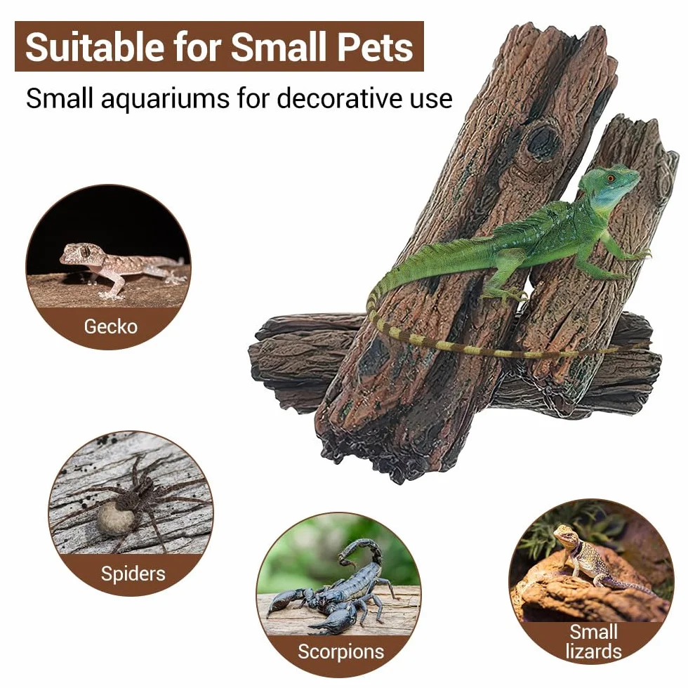MiOYOOW - Decoración de escalada para Reptiles, 3 piedras y ramas para terrarios, decoración simulada para reptiles