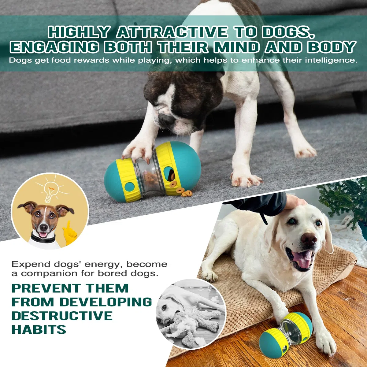 Juguete Interactivo para Perros, Juguete Indestructible para Cachorros, alimentador, dispensador de golosinas, comedero de Rompecabezas para Perros, alimentación Lenta para Razas masticables
