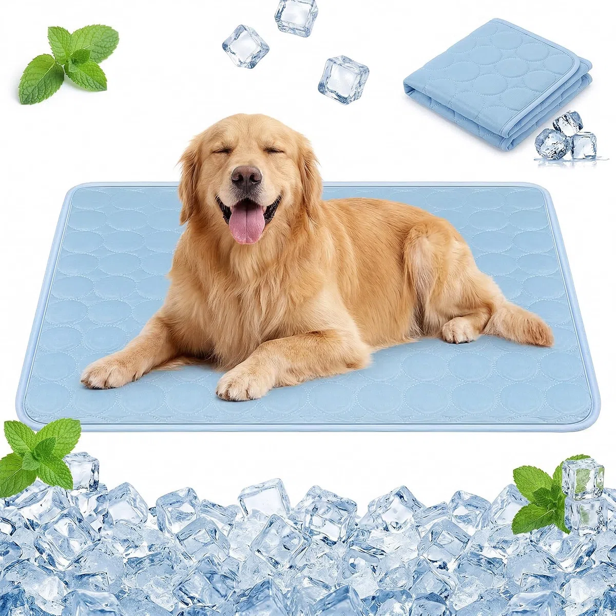 Qoosea Alfombrilla Refrescante para Perro y Gato, Esterilla Refrescante Seda de Hielo para Mascotas No Tóxicas Pet Cooling Mat, Alfombra de Autorefrigerante Manta Enfriamiento de Dormir(55 * 70CM)