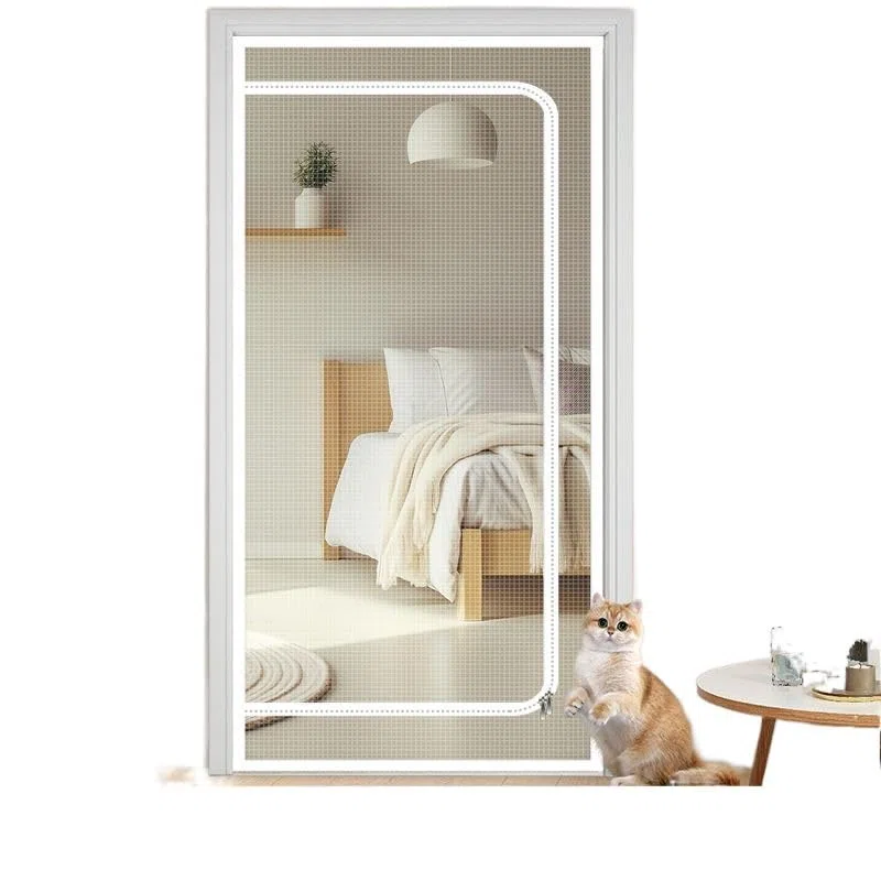 Puerta mosquitera para Gatos Malla Reforzada Resistente a Gatos Puerta con mosquitera Cremallera Puerta mosquitera a Prueba Mascotas Evita Que Las Mascotas escapen Cortinas Puerta 80x200cm