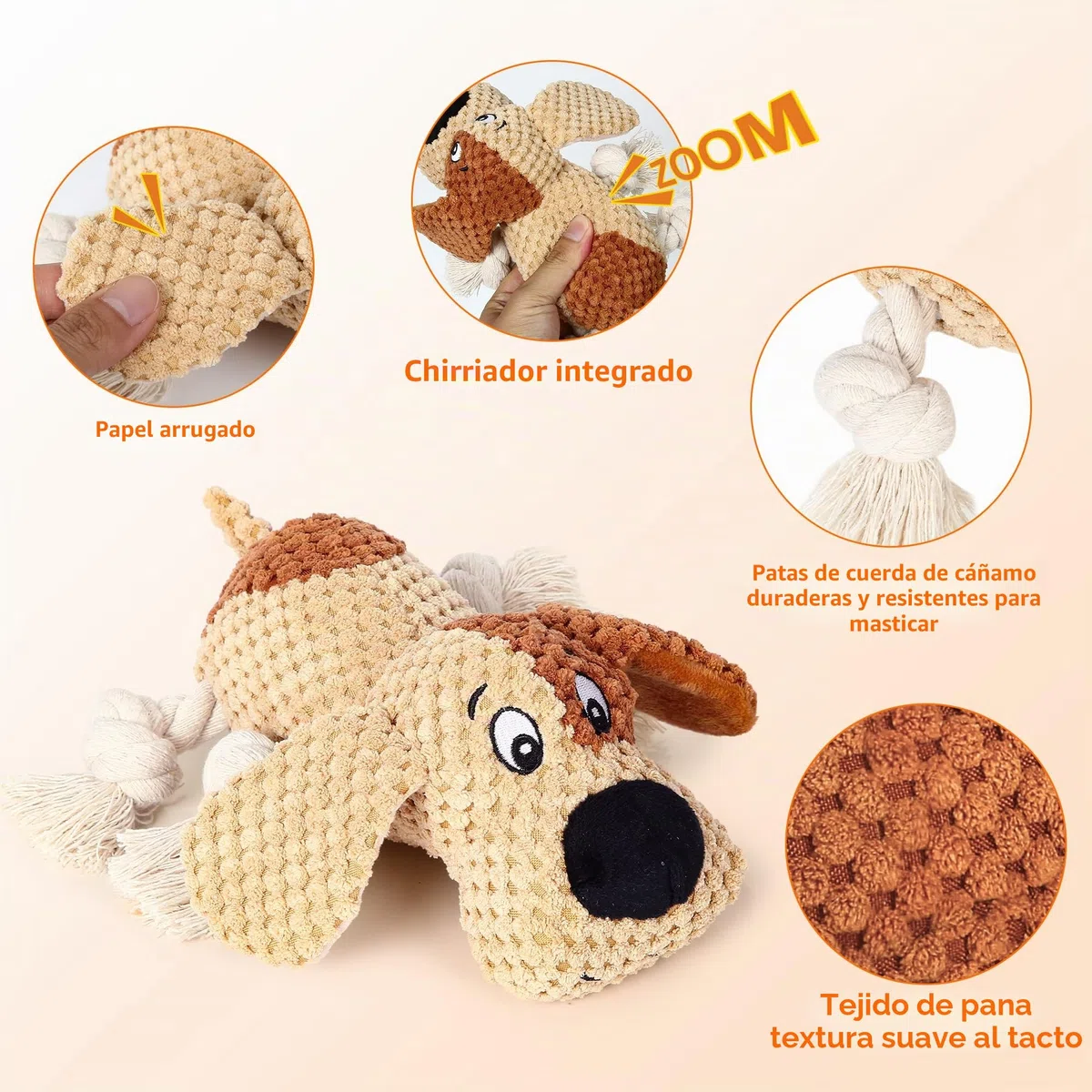 Iokheira Juguete Perro Indestructible Navidad - Juguetes Interactivos para Perros Grandes Cachorro Hablan Chirriantes, Anti-Estres y Ansiedad, Mordedores y Peluche‌ Marrón