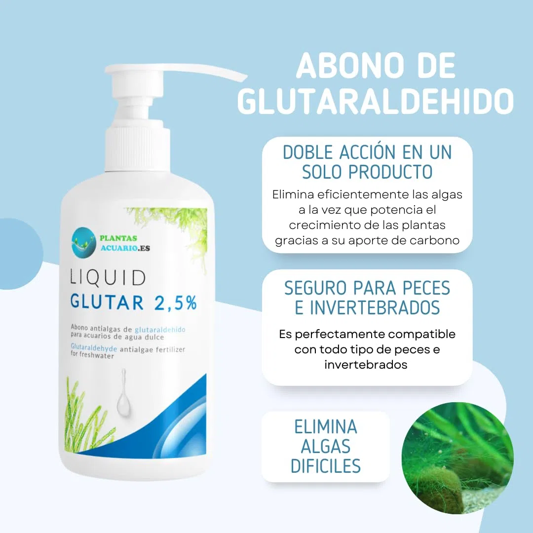 Abono Glutaraldehído para acuarios plantados 1 Litro, Suplemento de Carbono orgánico para Plantas acuáticas