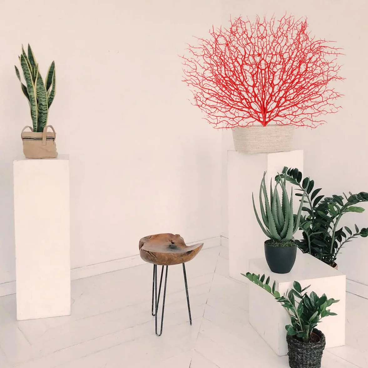 Alipis Adorno de Coral Falso Rojo, Rama de Coral Artificial de Plástico para Decoración de Acuarios y Hogar, Arreglo Decorativo Simulado para Peceras y Proyectos Creativos
