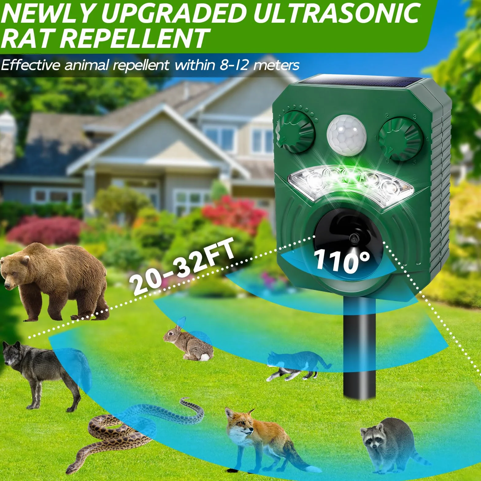 Repelente para Ratones,Repelente de Gatos,Repelente para roedores de conversión de frecuencia ultrasónica Inteligente,Repelente portátil para roedores ultrasónicos,Apto para Ratones,Raccoon