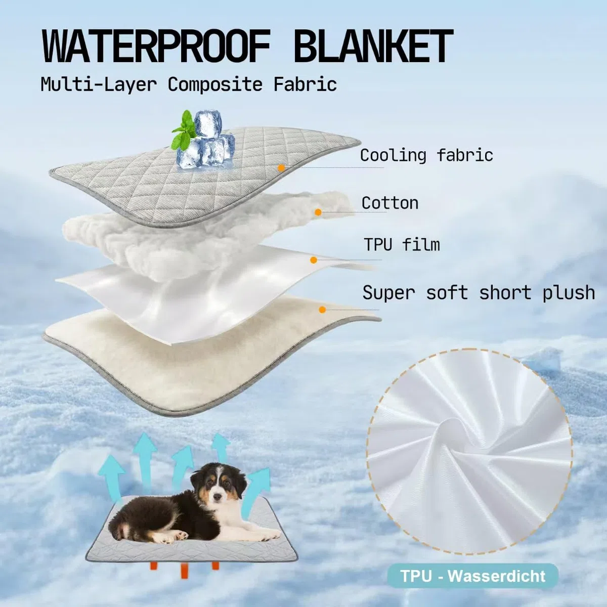 Manta Enfriadora de Doble Cara para Perros: Fresca con Q-MAX>0.4 por un Lado y Suave por el Otro. Alfombra Refrescante Impermeable y Lavable para Sofá, 60x47 cm, Ideal para Mascotas Pequeñas.