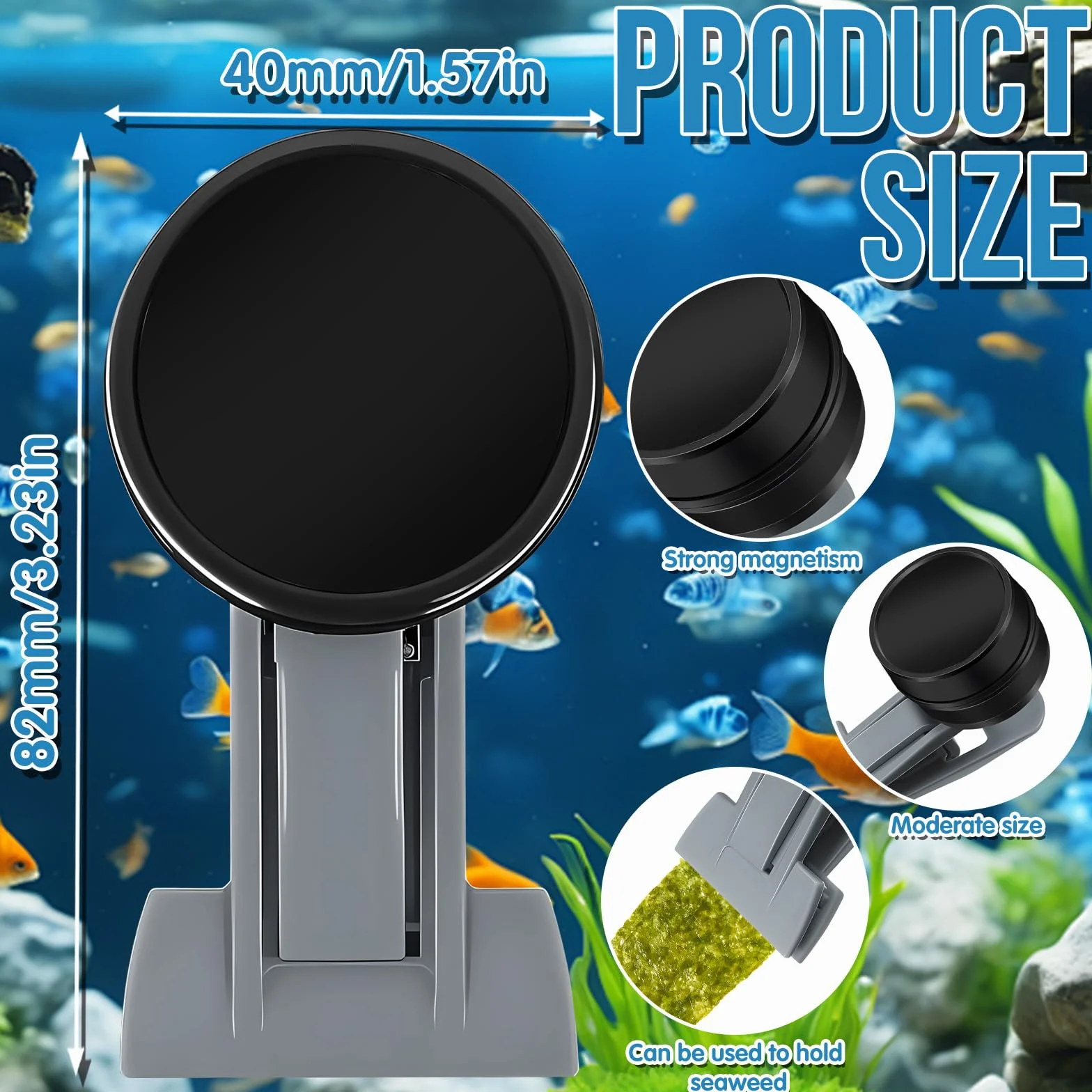 Comedero para Peces de Colores, Accesorios para acuarios de Agua Salada, imán para Algas, Clip magnético para Acuario, Anillo de alimentación para peceras, Apto para Mascotas acuáticas