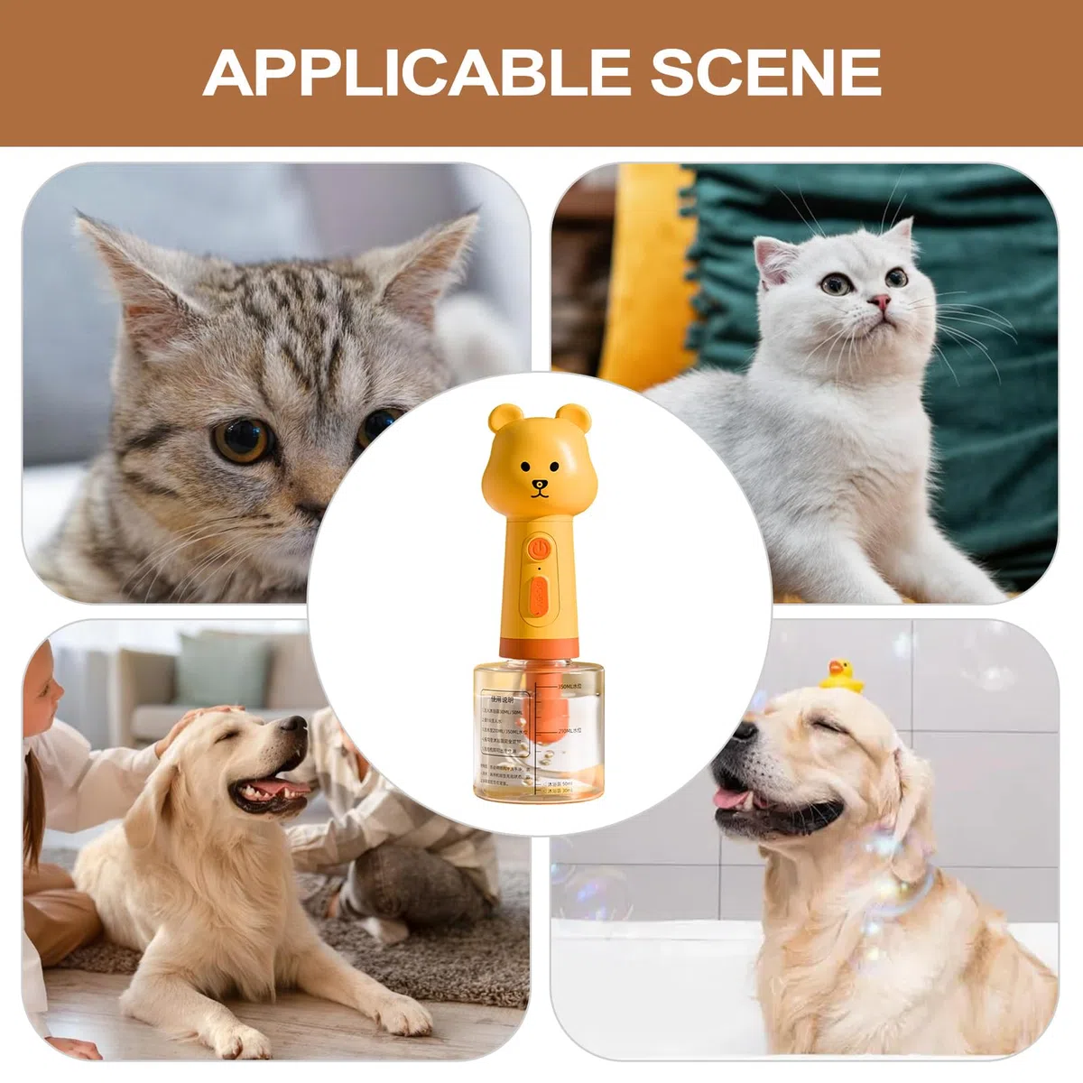 Dog Shampoo Foamer Sprayer - Dog Soap Dispenser | Dogs Shampoo Sprayers | Pet Shampoos Sprayer | Bear Shape Conditioner Foamer For Bathing Coat Maintenance Shedding Season Spa Care