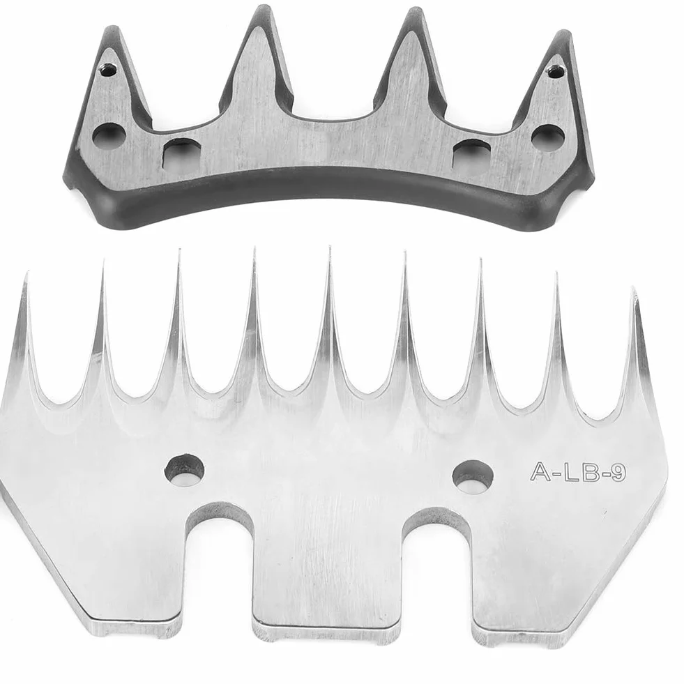Cuchillas para tijeras para ovejas, cuchillas profesionales universales de acero inoxidable para cortadora de 9/13 dientes, cuchillas rectas / curvas, cuchillas de repuesto(Hoja recta de 9 dientes)