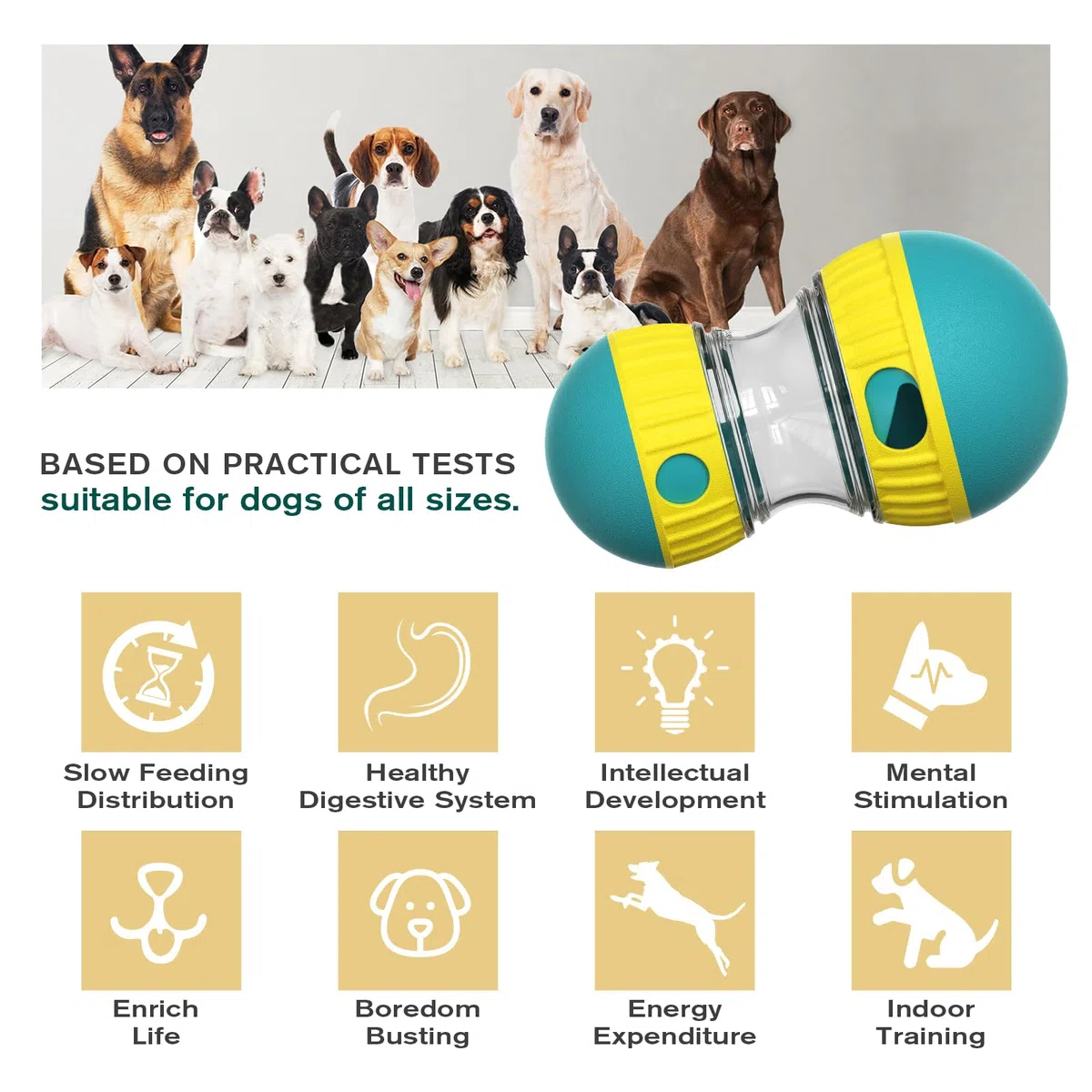 Juguete Interactivo para Perros, Juguete Indestructible para Cachorros, alimentador, dispensador de golosinas, comedero de Rompecabezas para Perros, alimentación Lenta para Razas masticables