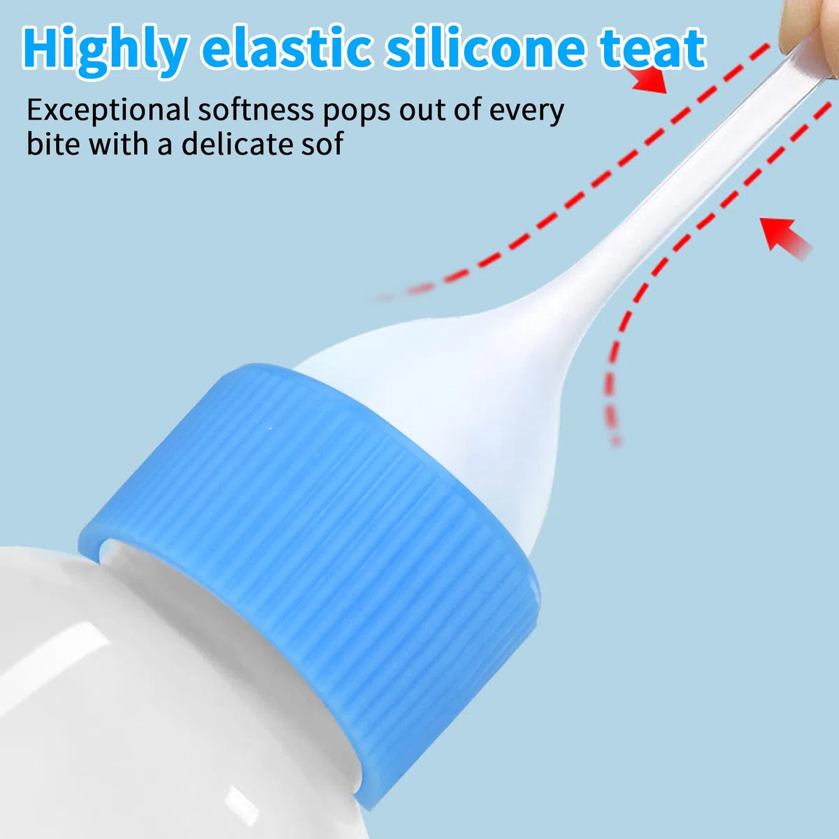 Kit de Biberón de Mascotas, Biberón Líquido para Gatos de Exprimir Kit de Tubos de Aguja y Mini Pezones de Repuesto para Gatito Perrito Herramienta de Alimentación para Mascotas Pequeñas - 60ml