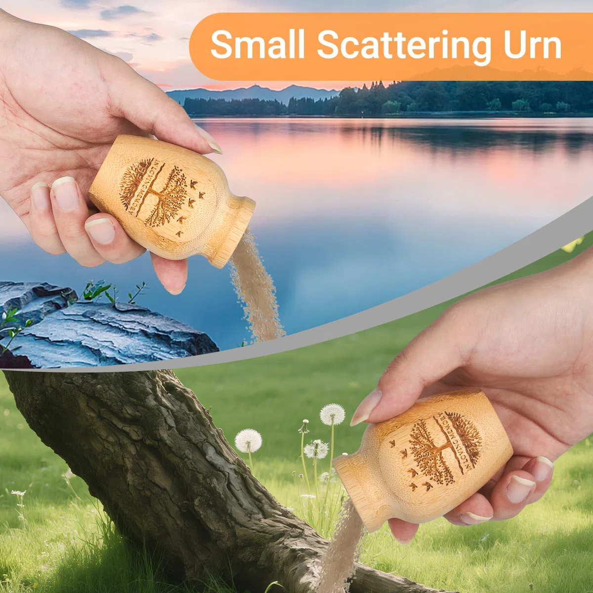 Urnas pequeñas para cenizas humanas, juego de 1, bambú hecho a mano, mini urna de recuerdo de cremación para funeral o decoración del hogar, 5.1 cm de ancho x 7.6 cm de alto