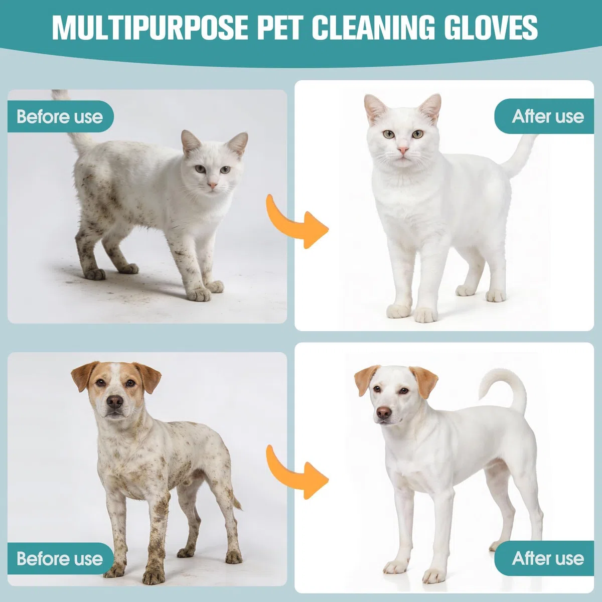20 Piezas Guantes Lavar Perro Limpieza Hipoalergénicas Pet Wipes Cuidado Mascota para la y el Diario De Perros Gatos