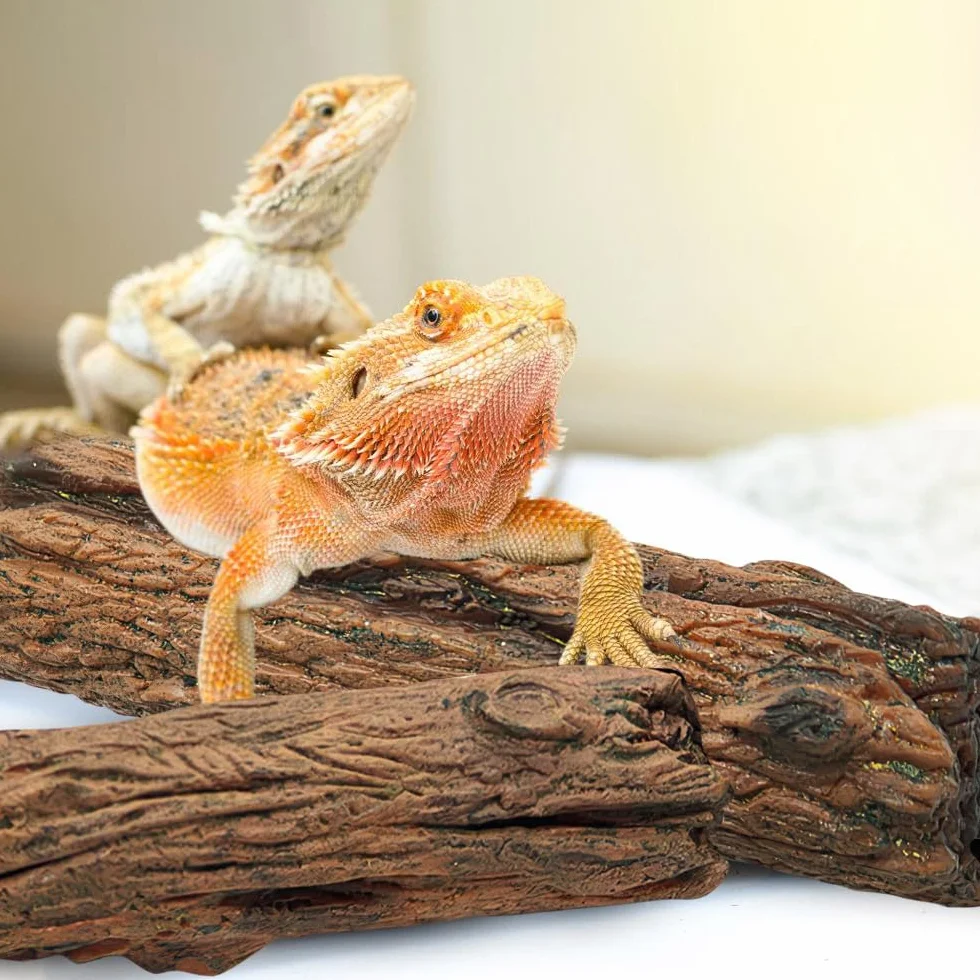 MiOYOOW - Decoración de escalada para Reptiles, 3 piedras y ramas para terrarios, decoración simulada para reptiles