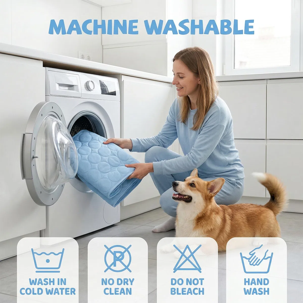 Qoosea Alfombrilla Refrescante para Perro y Gato, Esterilla Refrescante Seda de Hielo para Mascotas No Tóxicas Pet Cooling Mat, Alfombra de Autorefrigerante Manta Enfriamiento de Dormir(55 * 70CM)