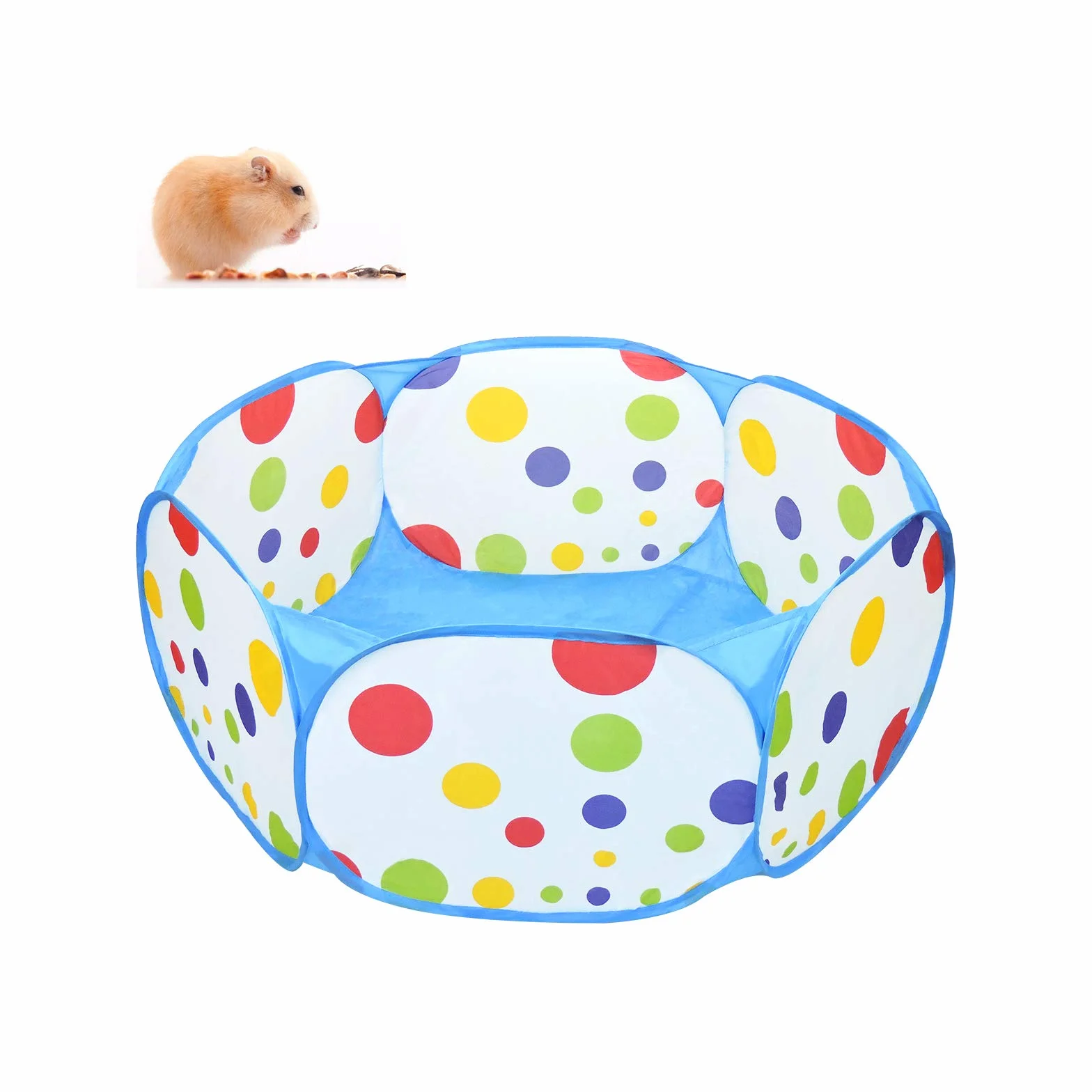 Andiker Valla para animales pequeños, portátil, para hacer ejercicio al aire libre Pop-Up, cercado plegable para cobayas, hámsteres, chinchillas, erizos y conejos (azul)