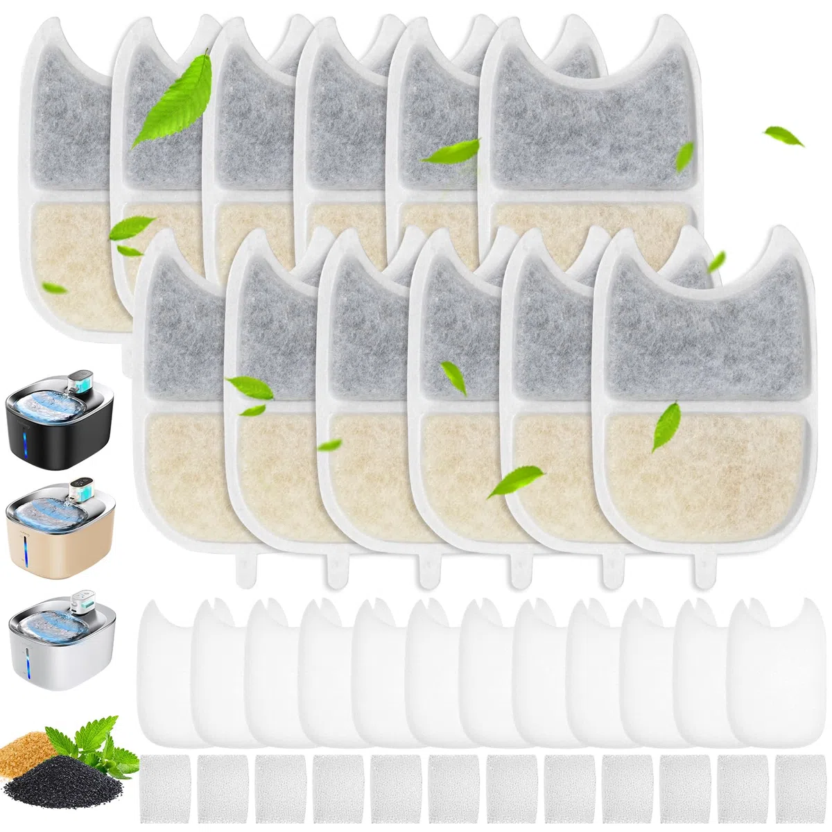 12 Filtros Fuente para Gatos Compatibles FEELNEEDY 4L YPD-C004 – Filtro Carbón Activo y Resina para Fuente de Agua Sin Cable