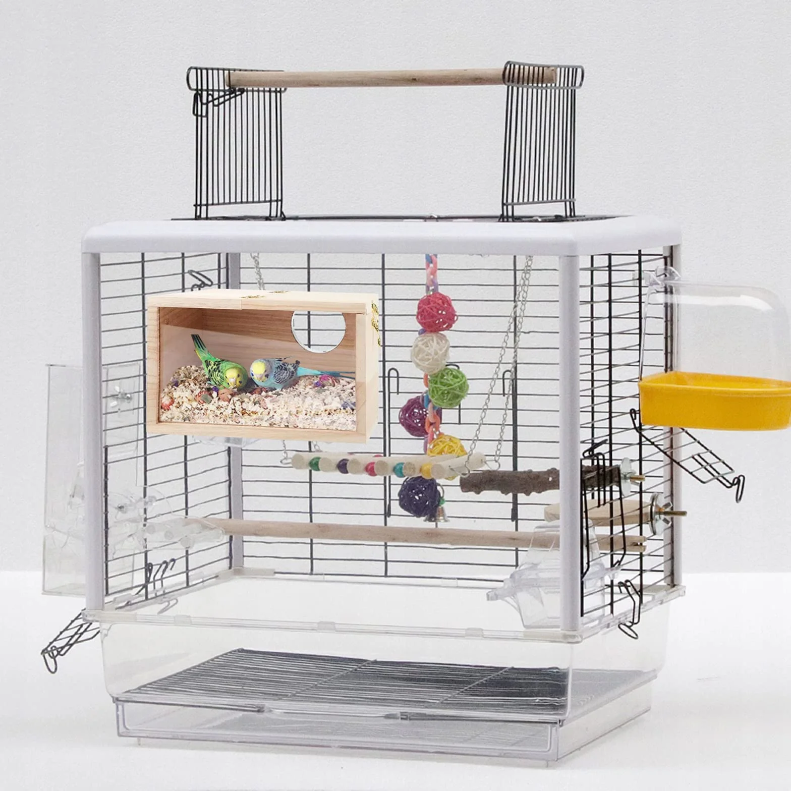 Caja De Cría De Pájaros, Diseño TransparenteCaja de Nido de Pájaros de Madera, Nido cría para Aves Natural, Ventana de Visión Clara de Loro, para Agapornis, Loros de Cacatúas, 19,5 x 12 x 12 cm