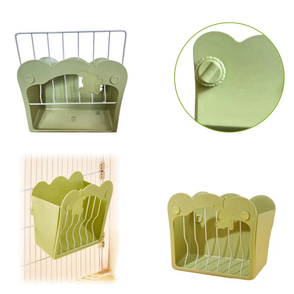 Comedero para conejo, porta heno para colgar para pequeños animales, conejos, conejos enanos, cobayas (verde)