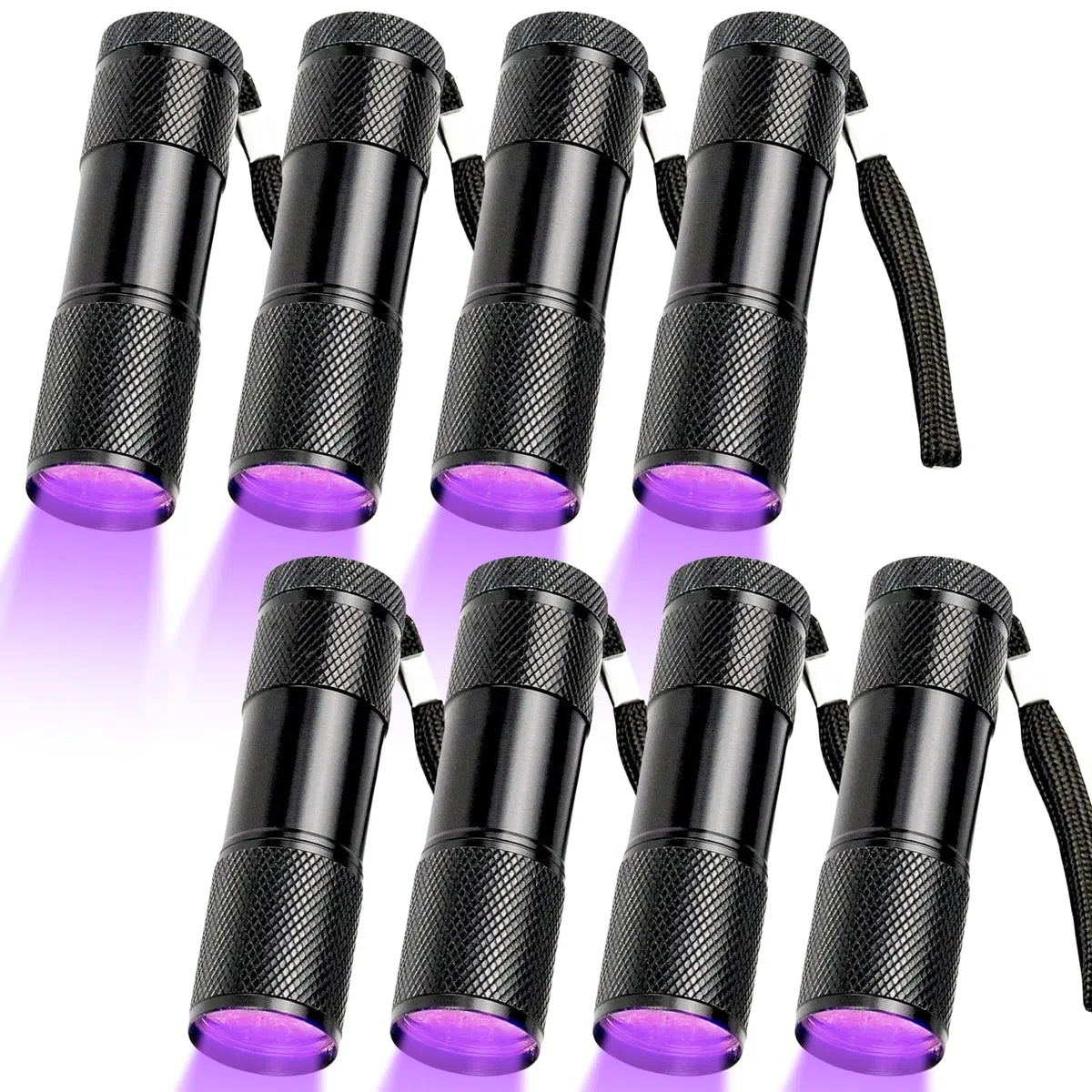 GOMETY 8 linternas UV, mini lámpara de luz negra con 9 LED, linterna de luz negra, lámpara de mano, lámpara de luz negra, mini lámpara UV, detector de orina para perros y gatos, billetes de banco
