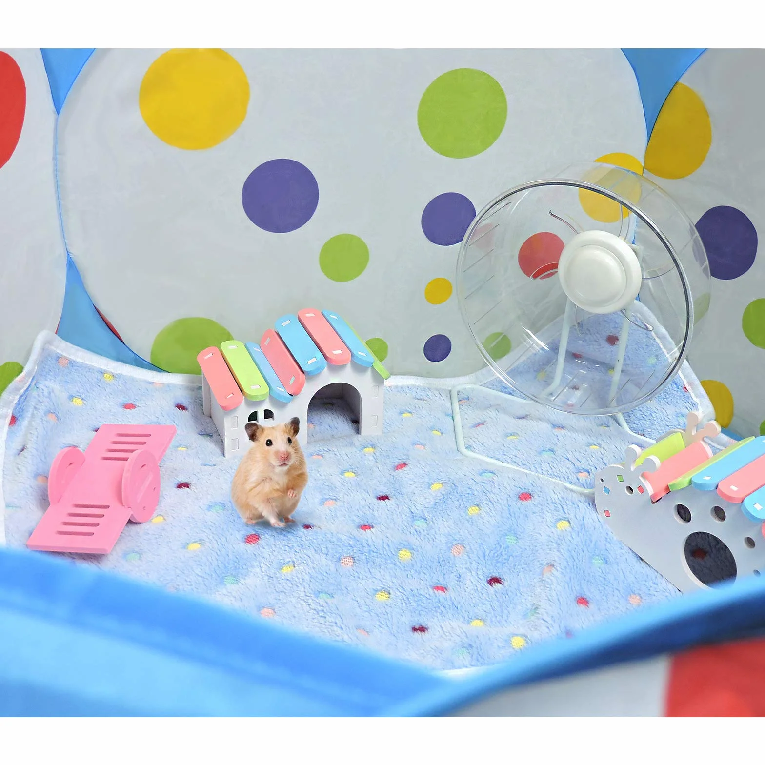 Andiker Valla para animales pequeños, portátil, para hacer ejercicio al aire libre Pop-Up, cercado plegable para cobayas, hámsteres, chinchillas, erizos y conejos (azul)