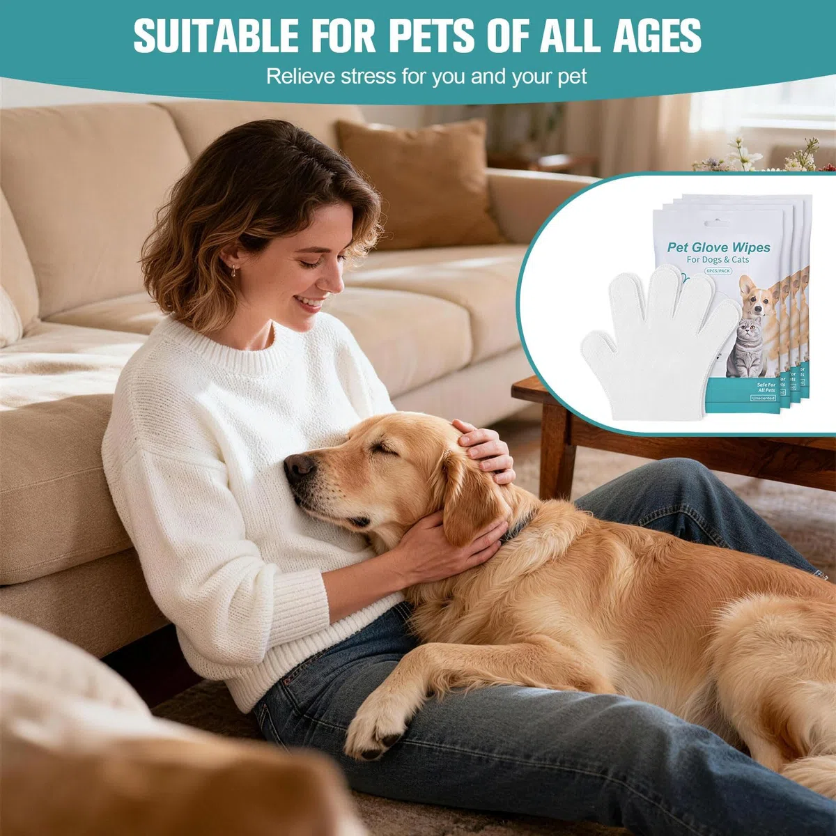 20 Piezas Guantes Lavar Perro Limpieza Hipoalergénicas Pet Wipes Cuidado Mascota para la y el Diario De Perros Gatos