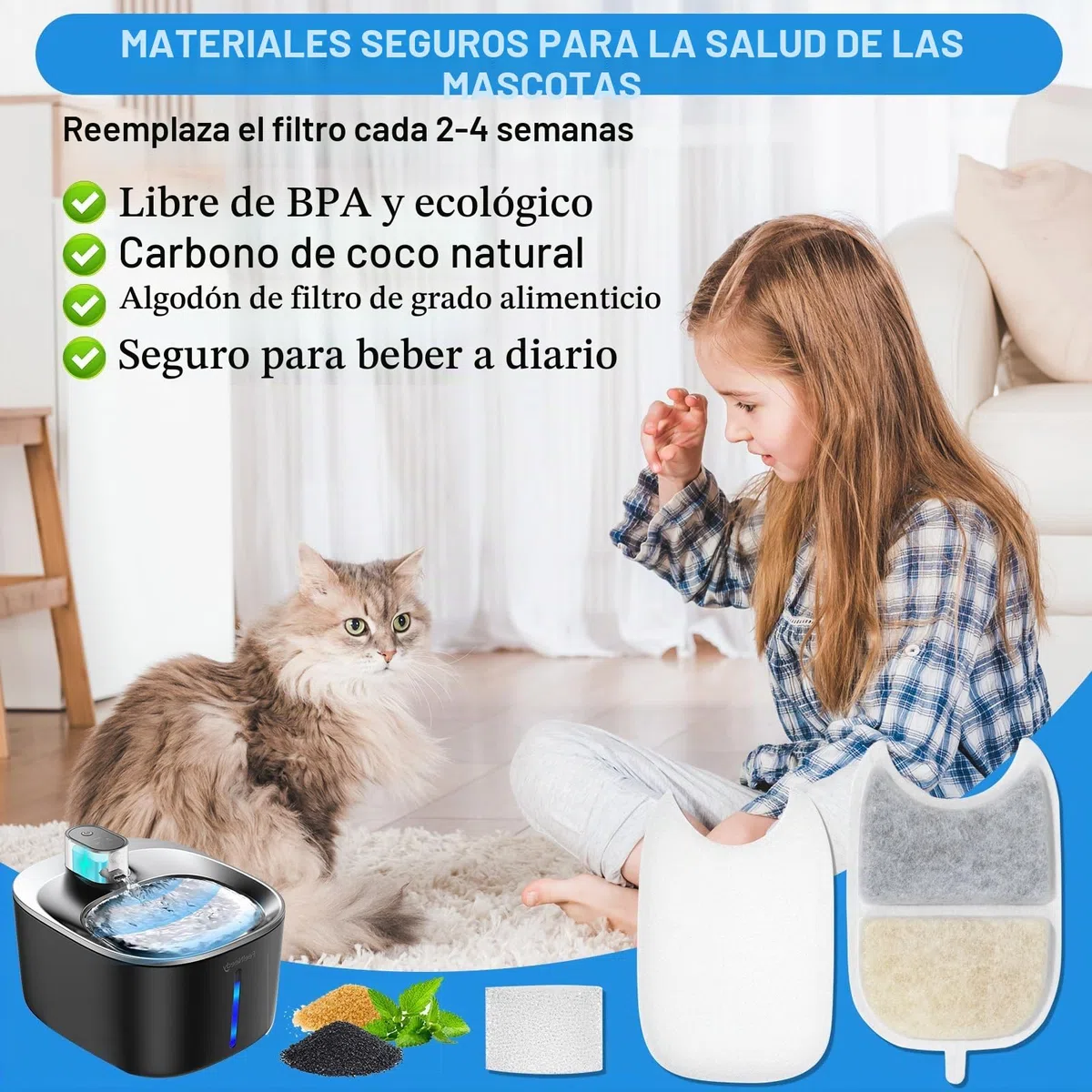 12 Filtros Fuente para Gatos Compatibles FEELNEEDY 4L YPD-C004 – Filtro Carbón Activo y Resina para Fuente de Agua Sin Cable