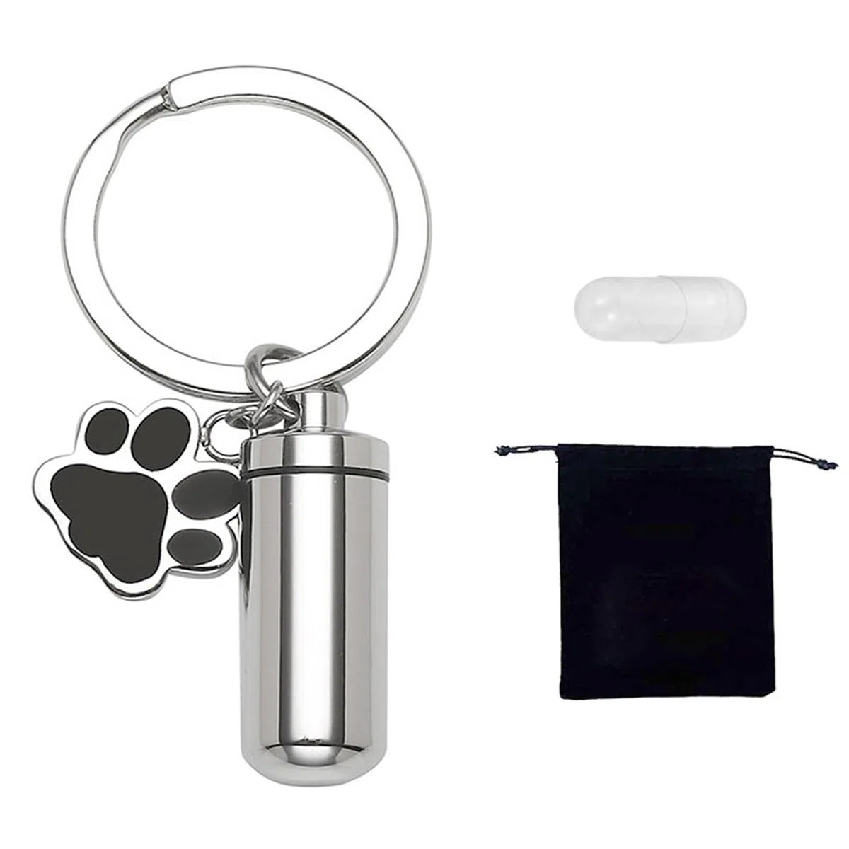 Pet Urn Keyring, Pet Paw Ashes Memorial Keychain, Cat Cremation Ashes Memorial Jewellery Animal Hair Dog Paw Keepsake Pendant