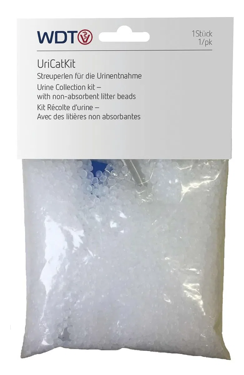 WDT Arena especial para gatos UriCat | 3 unidades | 3 x 200 g | Arena para gatos para la recogida de muestras de orina | Para examinar la orina | Con pipeta y tubo de muestra con cierre