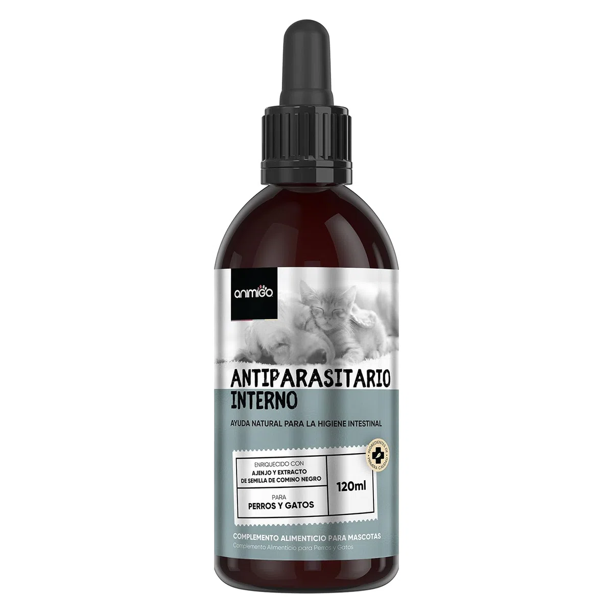 Desparasitante Perros y Gatos Interno 120 ml - Antiparasitario Intestinal Gatos en Gotas para Parásitos, Higiene Intestinal y Bienestar General - Antiparásitos Natural para 2 a 4 años de Suministro