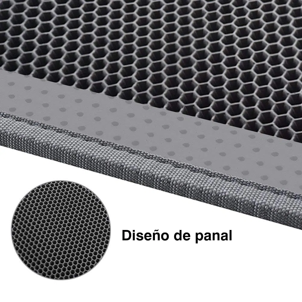 Pieviev Alfombra Estera Arena Gatos 61x38cm Doble Capa Impermeable Alta Elástico EVA Adecuado para Arenero Autolimpiable Cubierto, Fácil de Limpiar - Gris