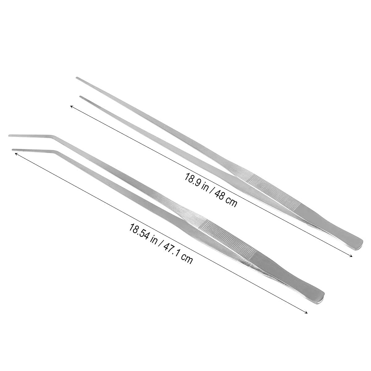 Dulcicasa 2 unids pinzas de acuario largo alicates, 48cm de acero inoxidable pinzas recta y curva punta de pinza de depilar pinzas para herbario, acuario plantas acuáticas de limpieza herramienta
