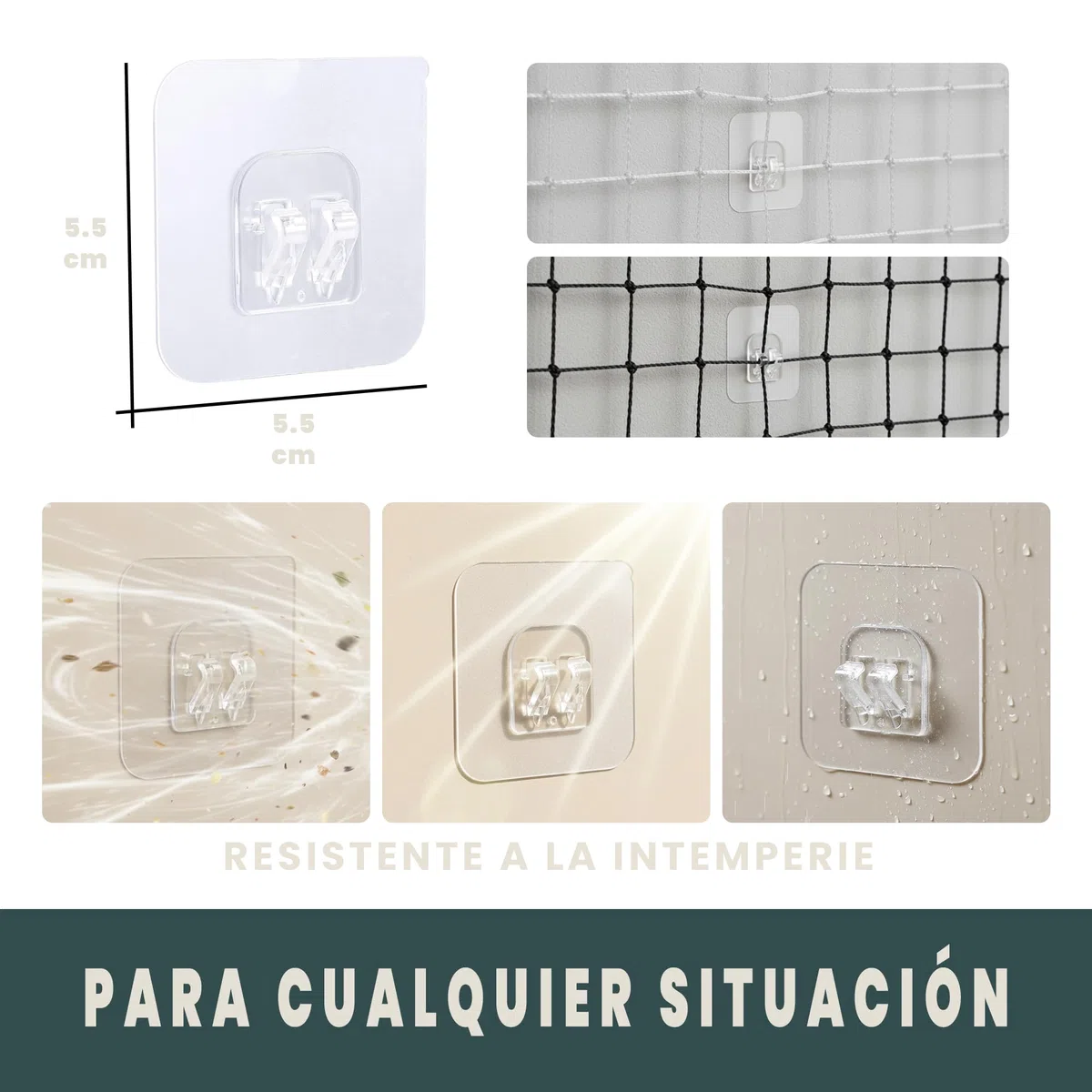 Kit De Fijacion Red Para Gatos Exterior 50 Unidades Ganchos Adhesivos Y Bridas Sin Taladro Impermeables Instalacion Rapida Y Segura En Cualquier Superficie Para Balcon Terraza Ventana Resistente
