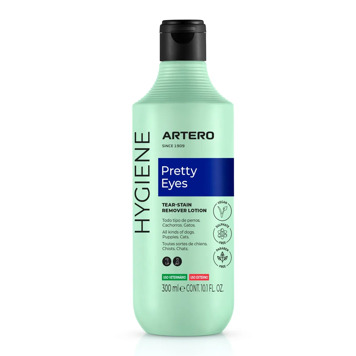 Artero Pretty Eyes. Limpiador ocular y zona lagrimal. Elimina manchas del lagrimal de perros y gatos. Limpiador Ojos Perros. Ingredientes Naturales. Higiene para perros y gatos.