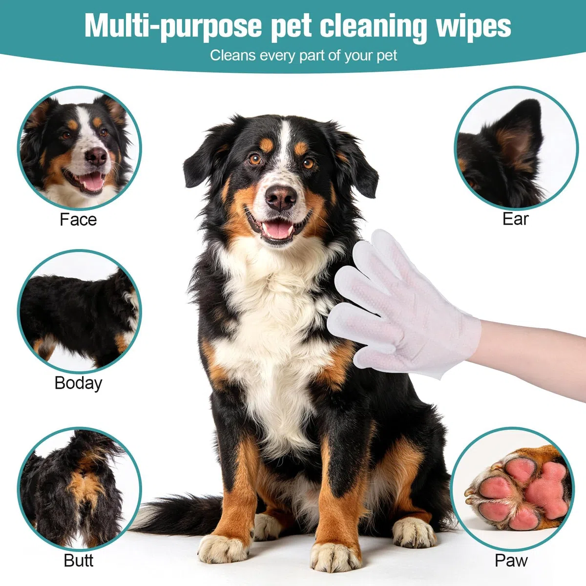 20 Piezas Guantes Lavar Perro Limpieza Hipoalergénicas Pet Wipes Cuidado Mascota para la y el Diario De Perros Gatos