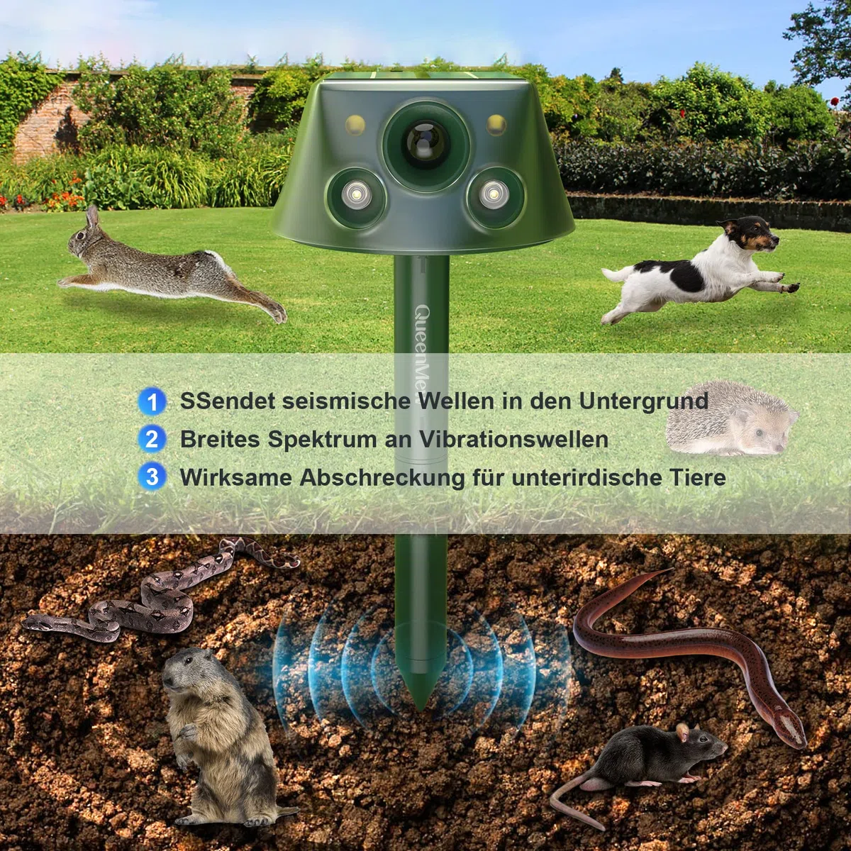 Repelente para Gatos, Ahuyentadores de Gatos Exterior Multifuncionales, Repelente Gatos Jardin Exterior, Solar Ultrasonido Repelente para Gatos con Sensores Infrarrojos y Flash LED y Sonidos de Alarma