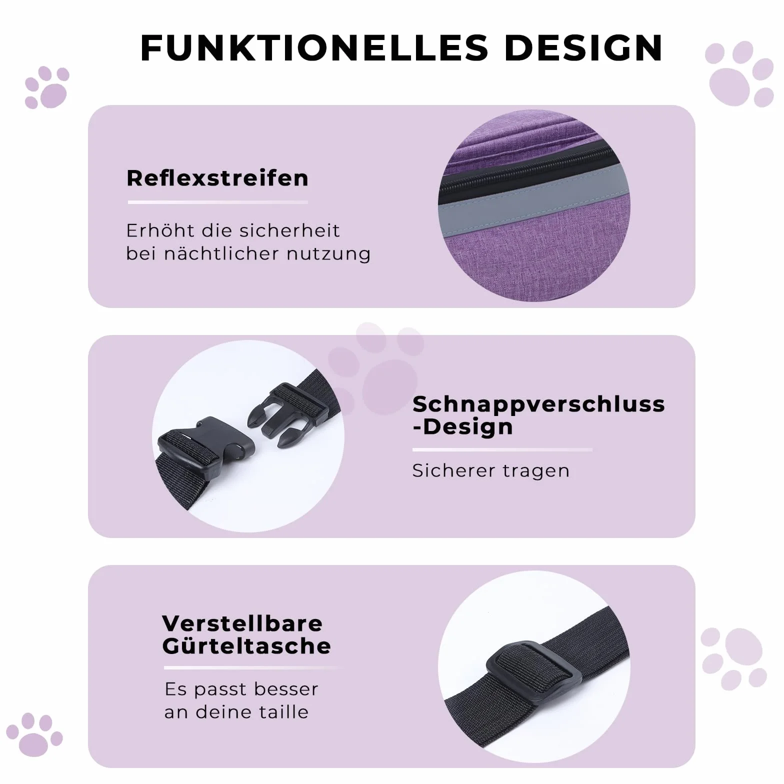 FIVAVA Bolsa para golosinas para Perros, Bolsa Multiusos para Perros, riñonera para Accesorios para Perros, dispensador de Bolsas de excrementos y Bolsa Robusta para Entrenamiento de Perros (Morado)