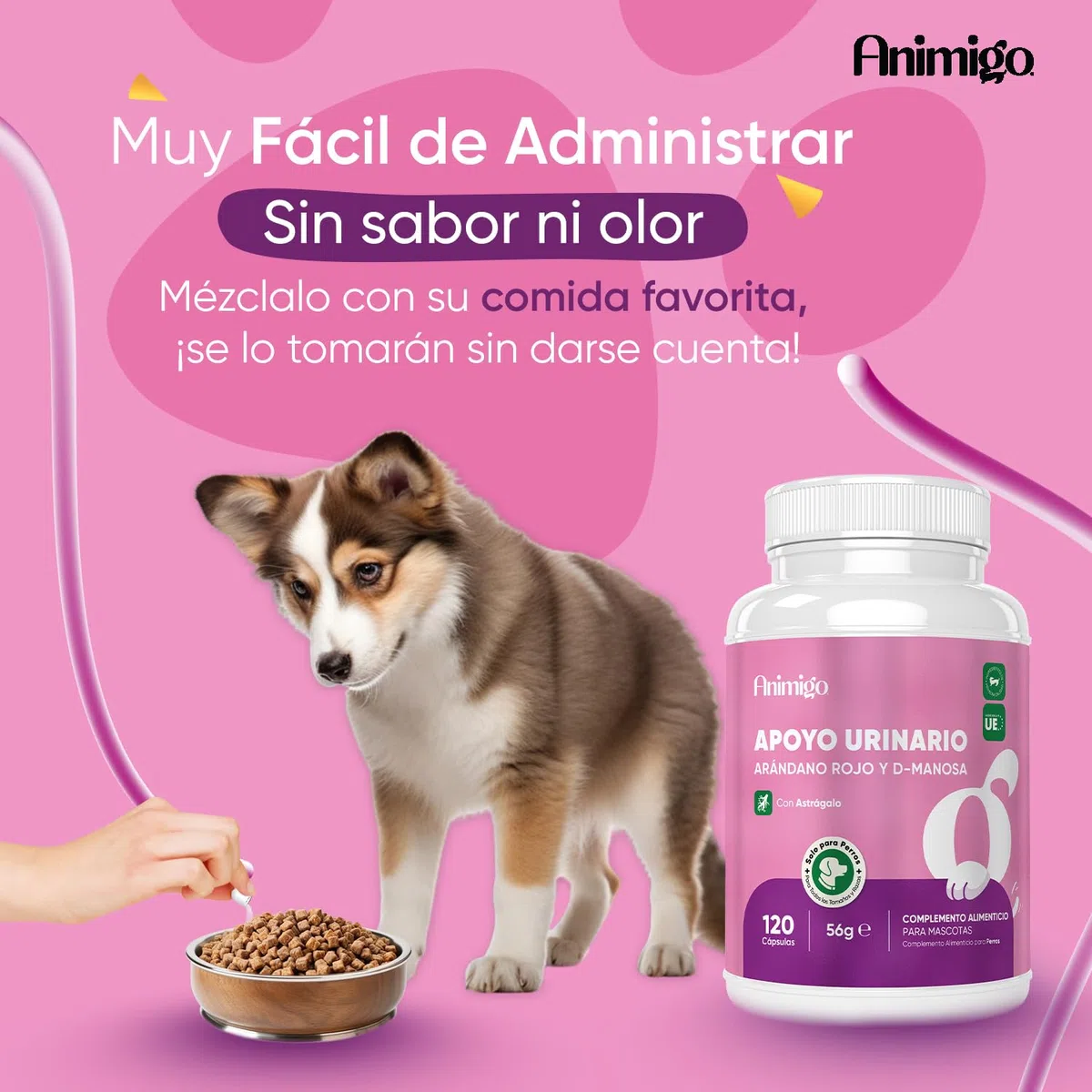 Salud Urinaria para Perros 120 Cápsulas Sin Sabor Fáciles de Administrar - Apoyo Natural para Tracto Urinario, Vejiga y Riñones con D-Manosa y Arándano Rojo Que Refuerzan su Sistema Inmunológico