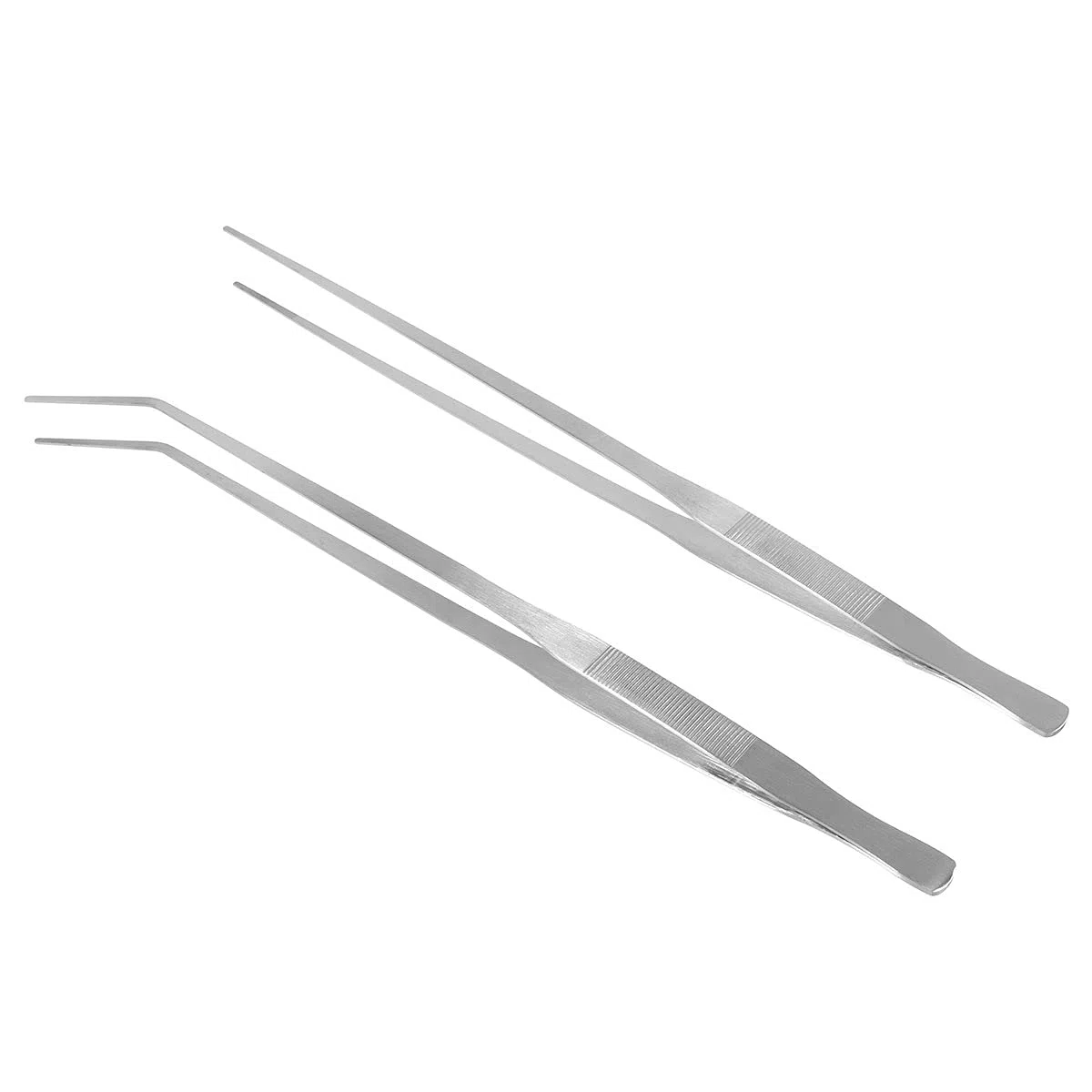 Dulcicasa 2 unids pinzas de acuario largo alicates, 48cm de acero inoxidable pinzas recta y curva punta de pinza de depilar pinzas para herbario, acuario plantas acuáticas de limpieza herramienta