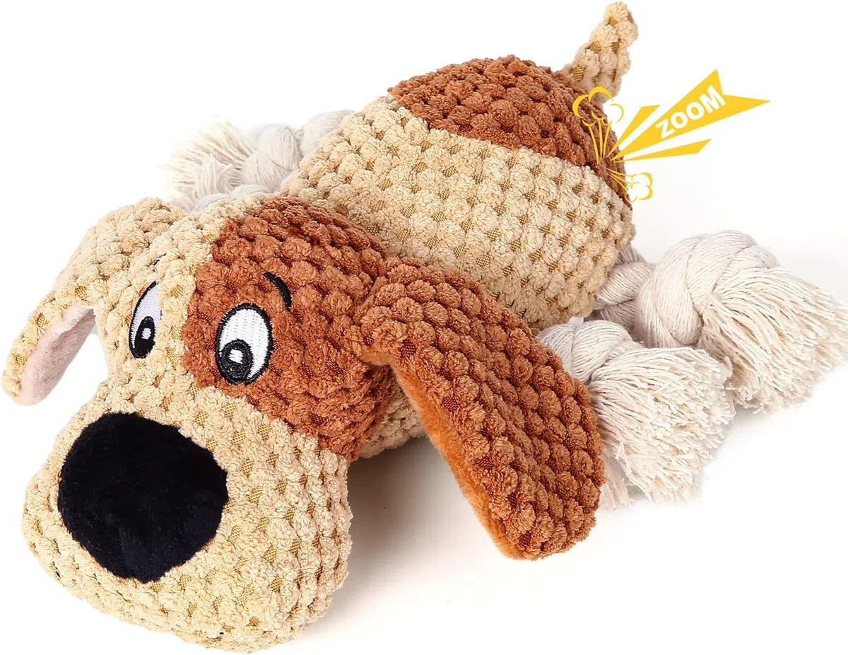 Iokheira Juguete Perro Indestructible Navidad - Juguetes Interactivos para Perros Grandes Cachorro Hablan Chirriantes, Anti-Estres y Ansiedad, Mordedores y Peluche‌ Marrón