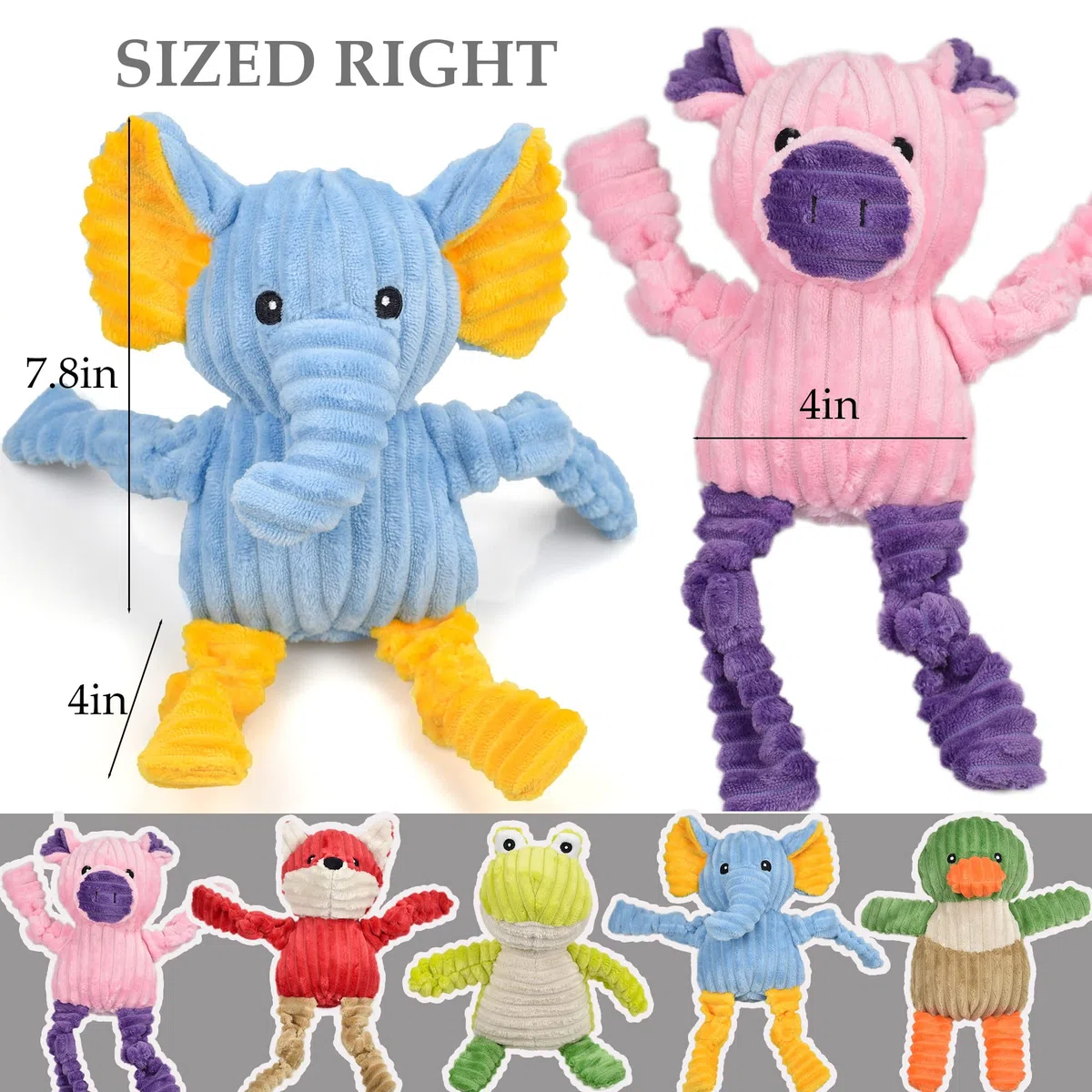 LECHONG Paquete de 5 Juguetes chirriantes para Perros, Juguetes de Peluche para Perros de Todas Las Razas, Peluche Suave para Perros Grandes, medianos y pequeños