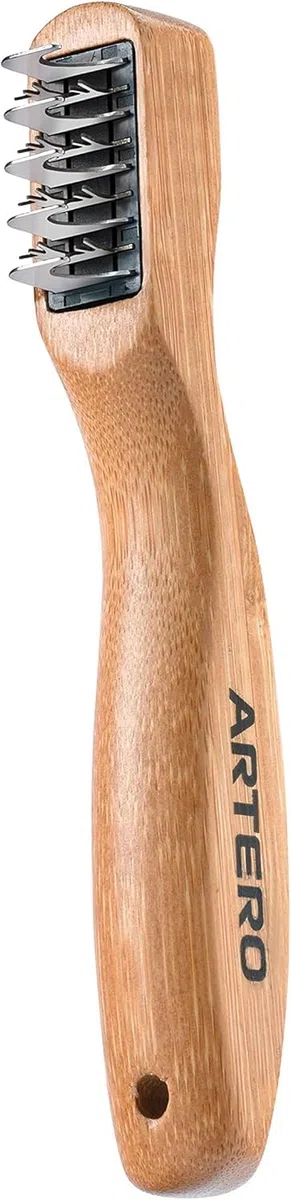 ARTERO Freddy Cortanudos para Perros y Gatos - Cuchilla Desenredante Profesional para Nudos y Enredos - Perro de Agua, Pelo Largo - 5 Hojas + 4 Hojas con Pinchos - Mango Madera Natural
