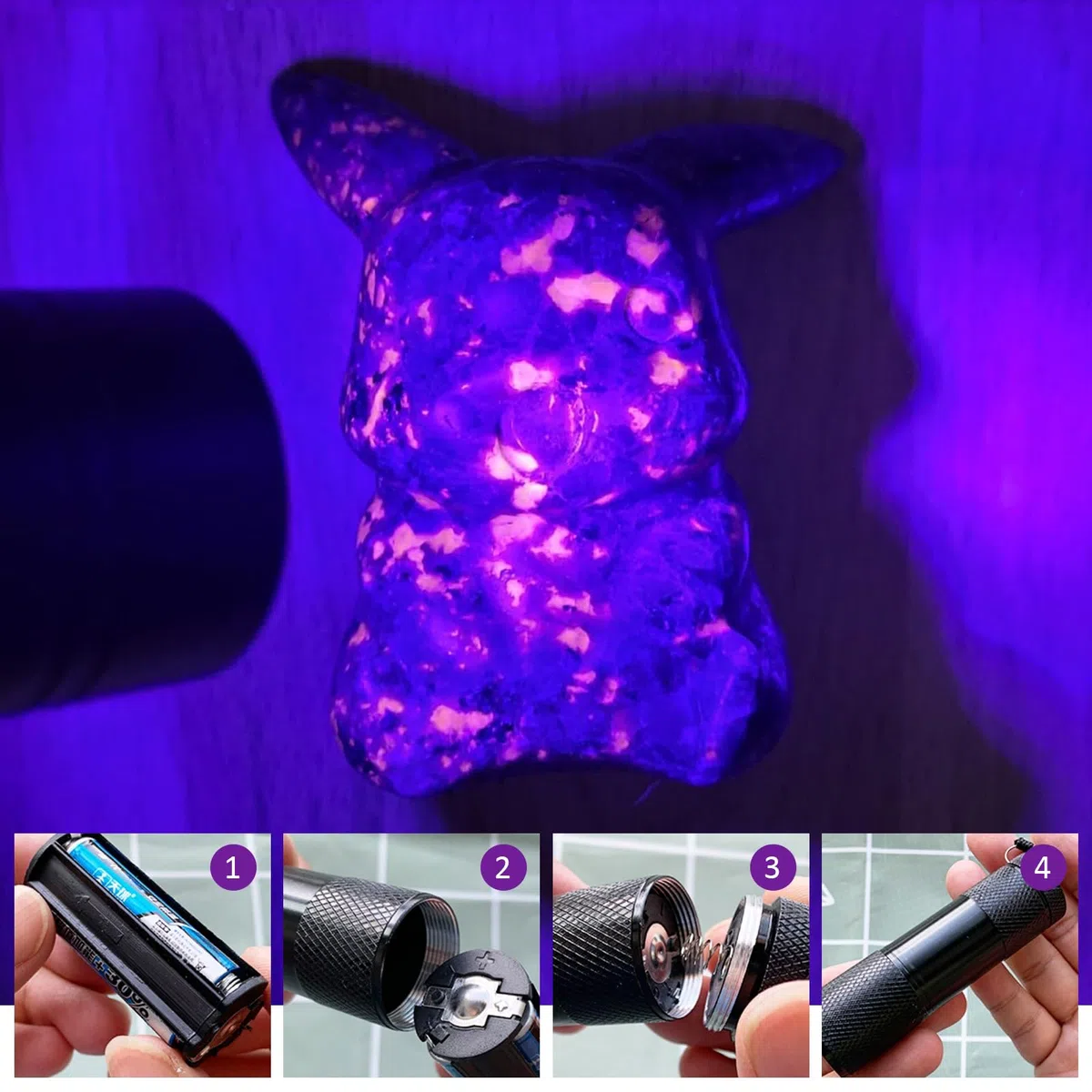 GOMETY 8 linternas UV, mini lámpara de luz negra con 9 LED, linterna de luz negra, lámpara de mano, lámpara de luz negra, mini lámpara UV, detector de orina para perros y gatos, billetes de banco