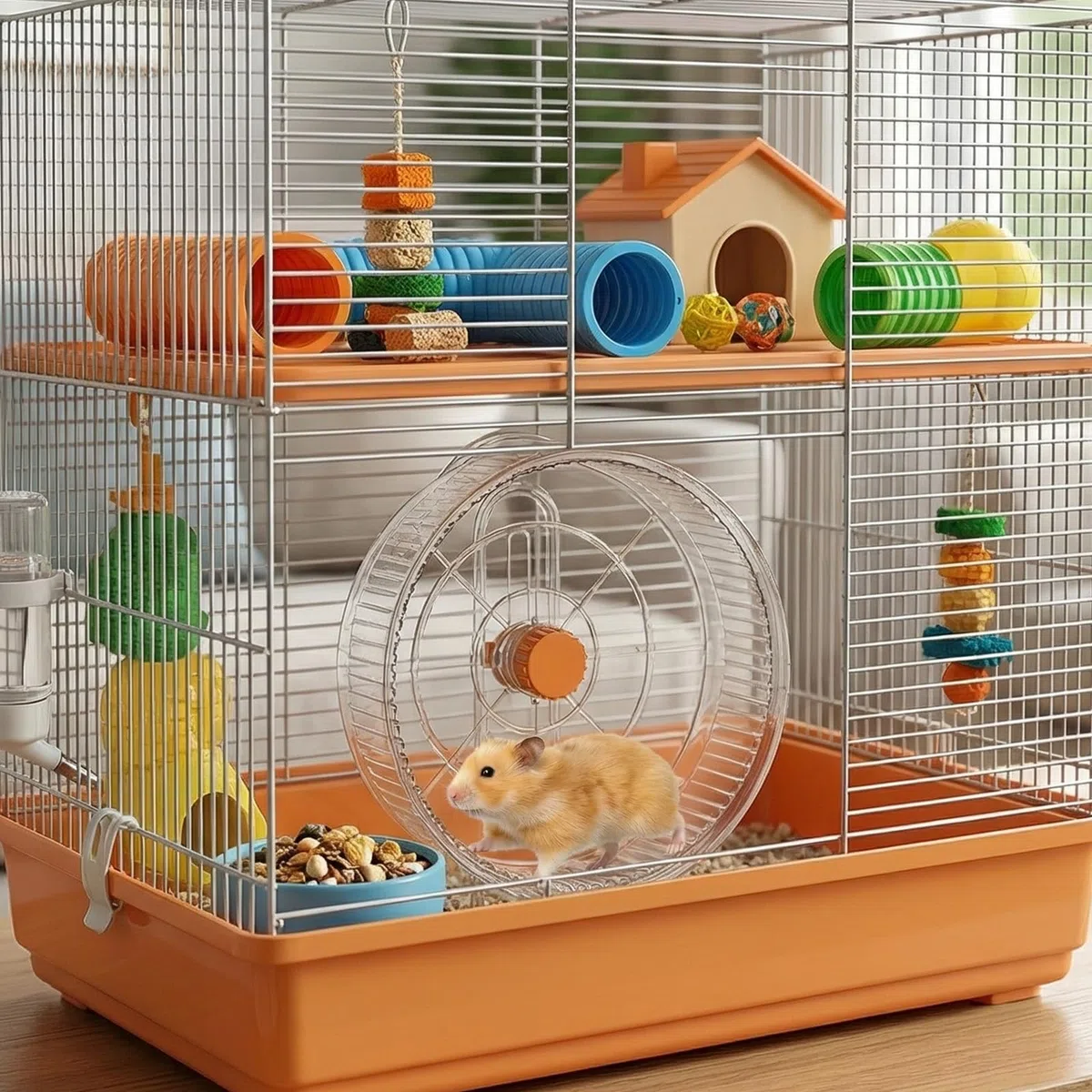 Rueda para Hamster Silenciosa, 21cm Rueda para Correr de Hámster con Soporte Ajustable, Juguete Transparente de Ejercicio para Hamster, Jaula Accessories para Cricetos Enanos, Ratones y Gerbos