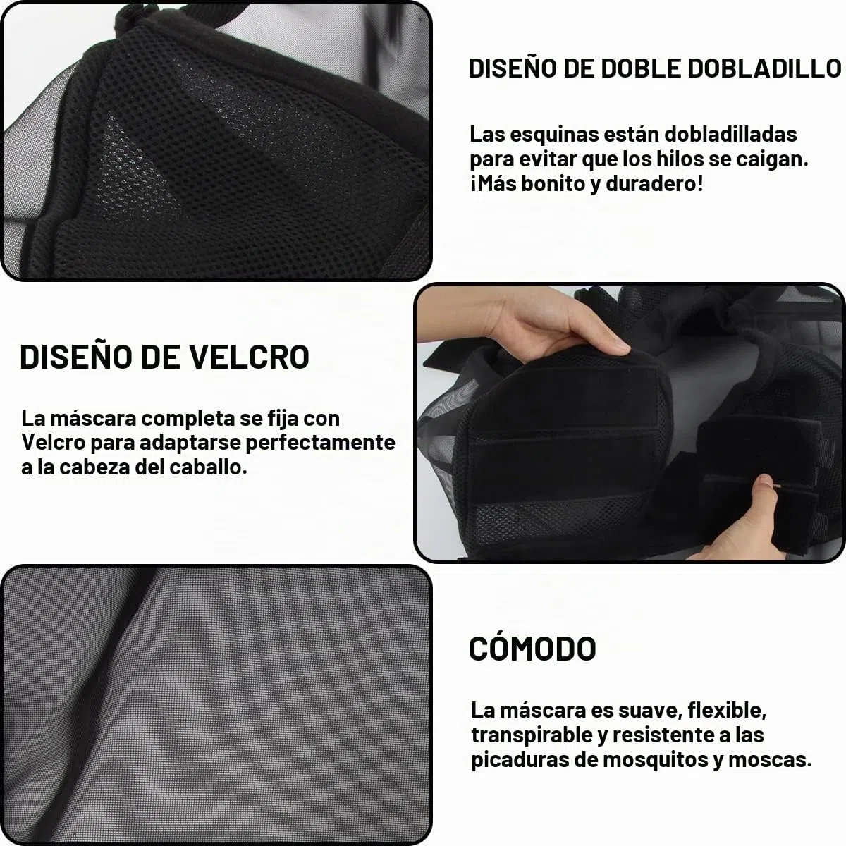 Mascara Antimoscas Caballo Hillylolly Mascara Mosca Caballo, Antimoscas Caballos, Respirable Mascara Caballo Moscas con Protección UV Protección con Orejas y Nariz-L-Full