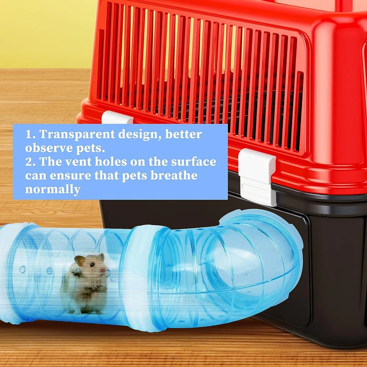 4 túneles para hámsters y conejos – Tubo para animales domésticos de juego pequeño tubo de hámster juguetes al aire libre transparente azul