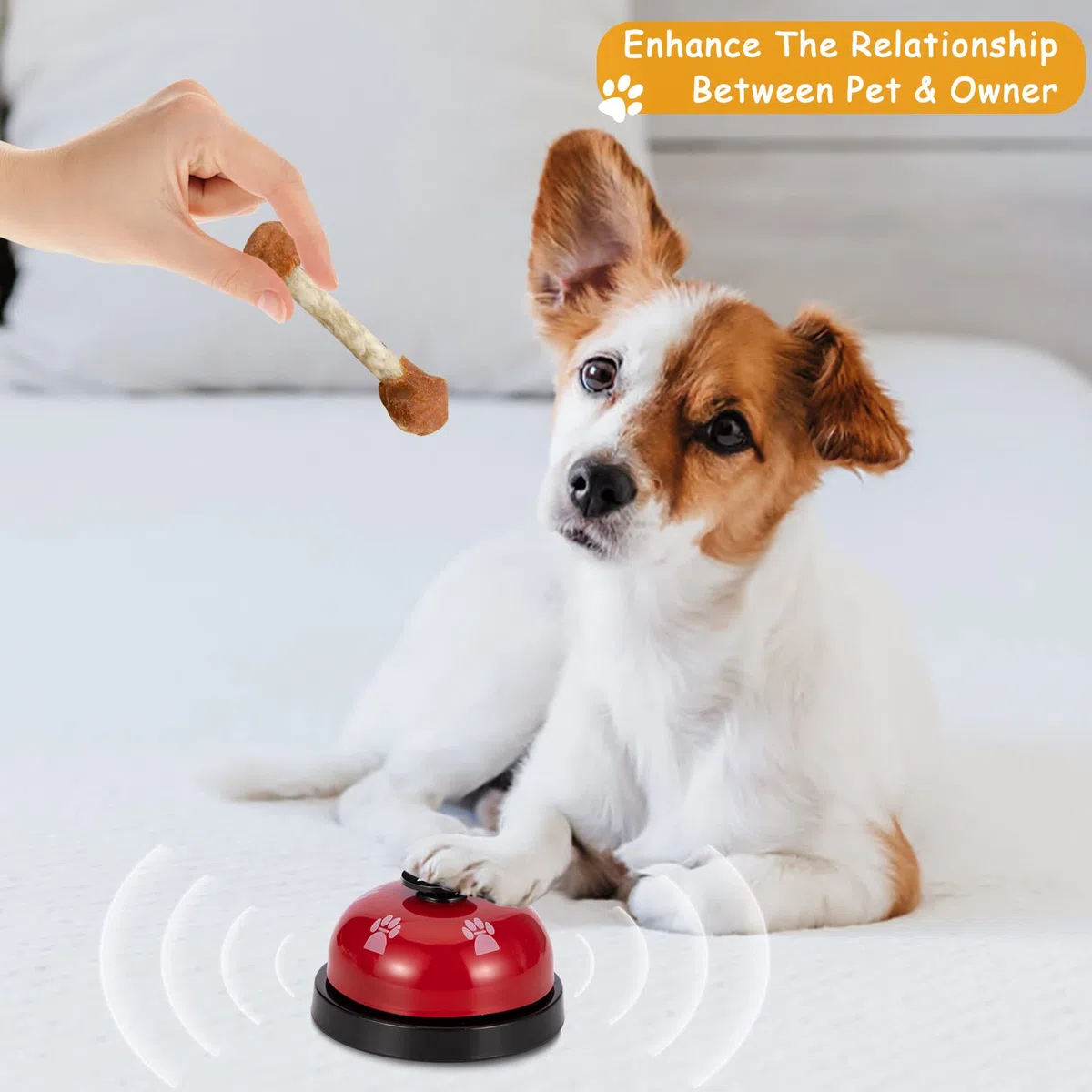 Campanas de Entrenamiento para Mascotas Set de 2 Timbre para Perros con Botones Grandes para el Entrenamiento para IR al Baño y la Comunicación con Perros y Gatos (Rojo + Blanco)